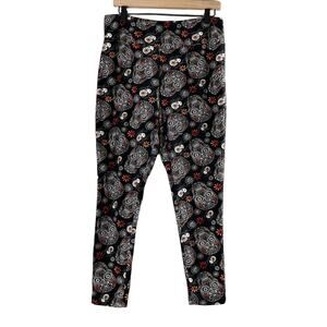 Terra & Sky Black Halloween Plus Size Skull Leggings - Size 1X (16W-18W) - Soft